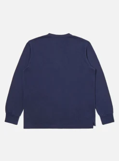 Flash Sale L/S Big Pocket Tee In Navy Recycled Wool Mix Sj Men Tees & Sweats.