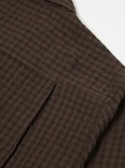 Sale L/S Camp Shirt In Brown Gingham Seersucker Men Overshirts.