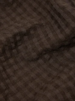 Sale L/S Camp Shirt In Brown Gingham Seersucker Men Overshirts.