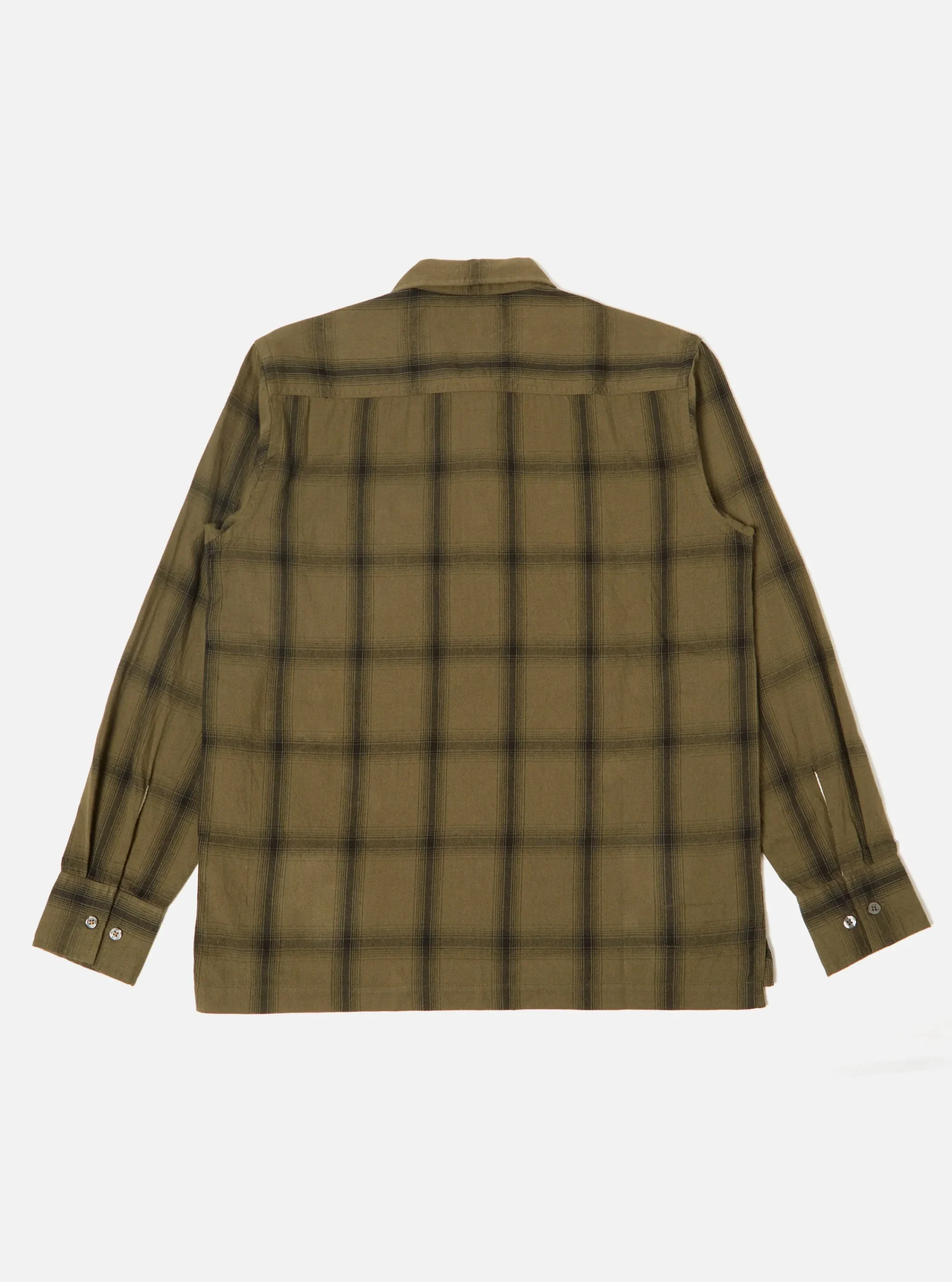 Outlet Ls Pullover Shirt In Olive Embroided Shadow Check Men Shirts.