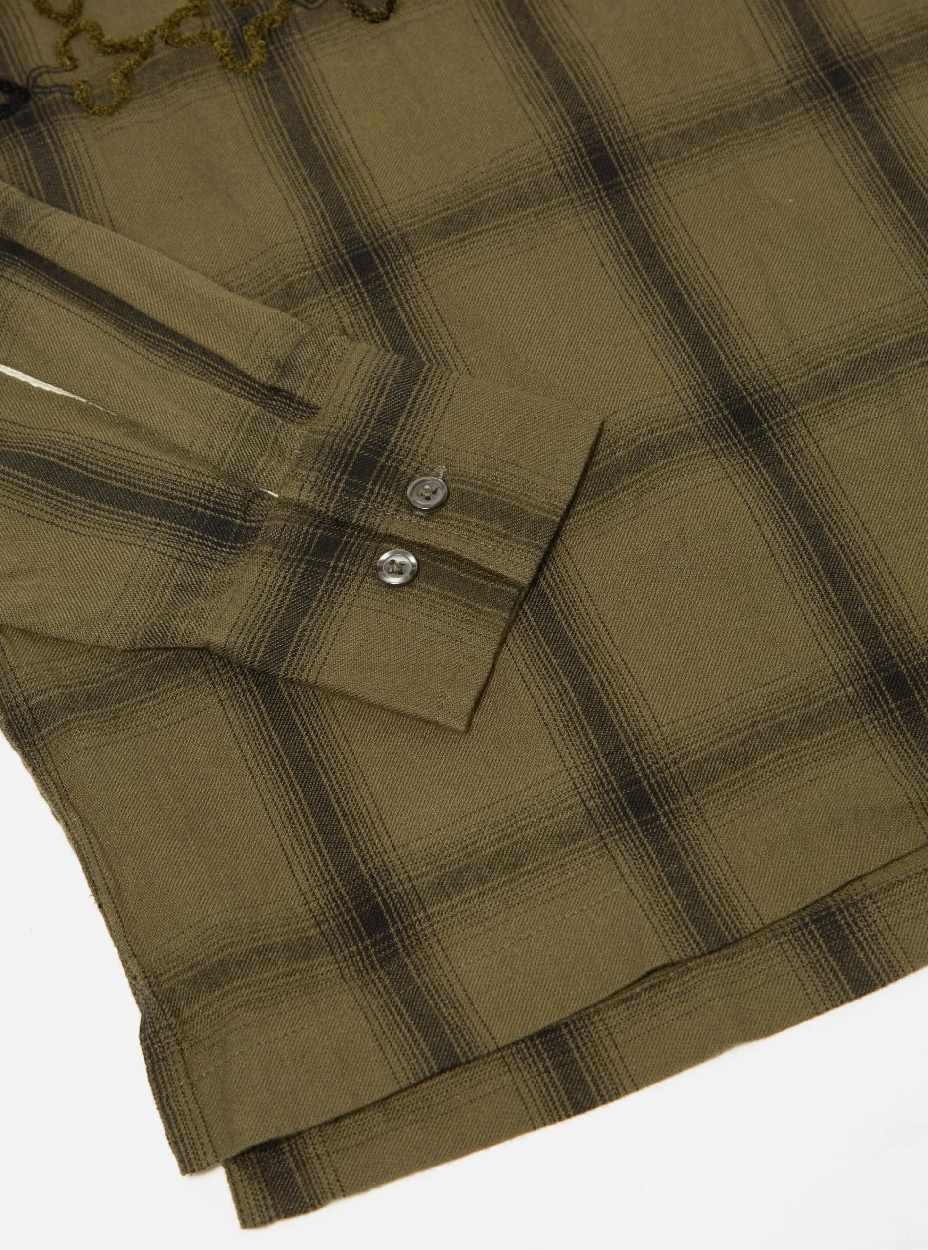 Outlet Ls Pullover Shirt In Olive Embroided Shadow Check Men Shirts.