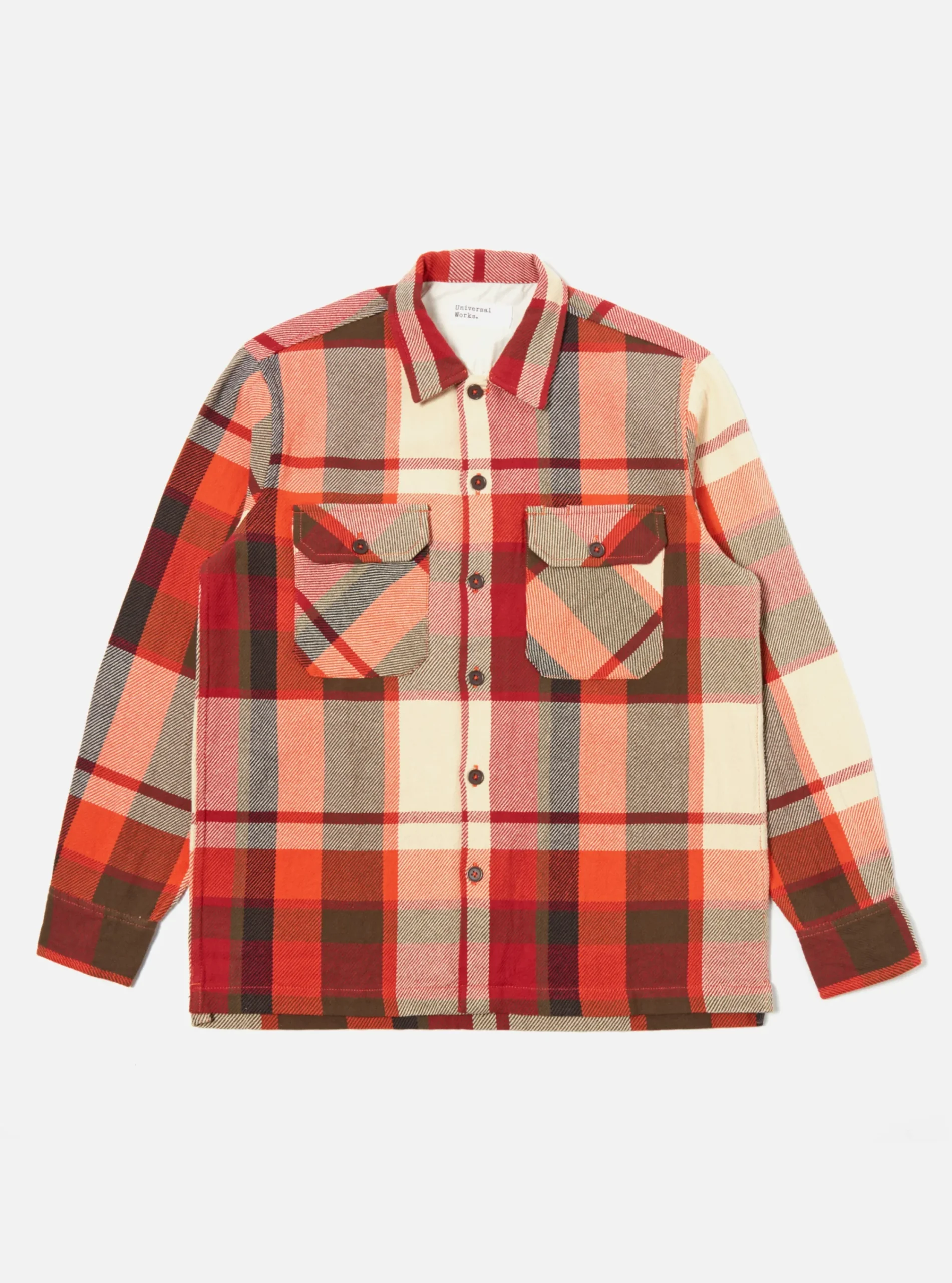 Discount L/S Utility Shirt In Red Earth Check Men Overshirts.