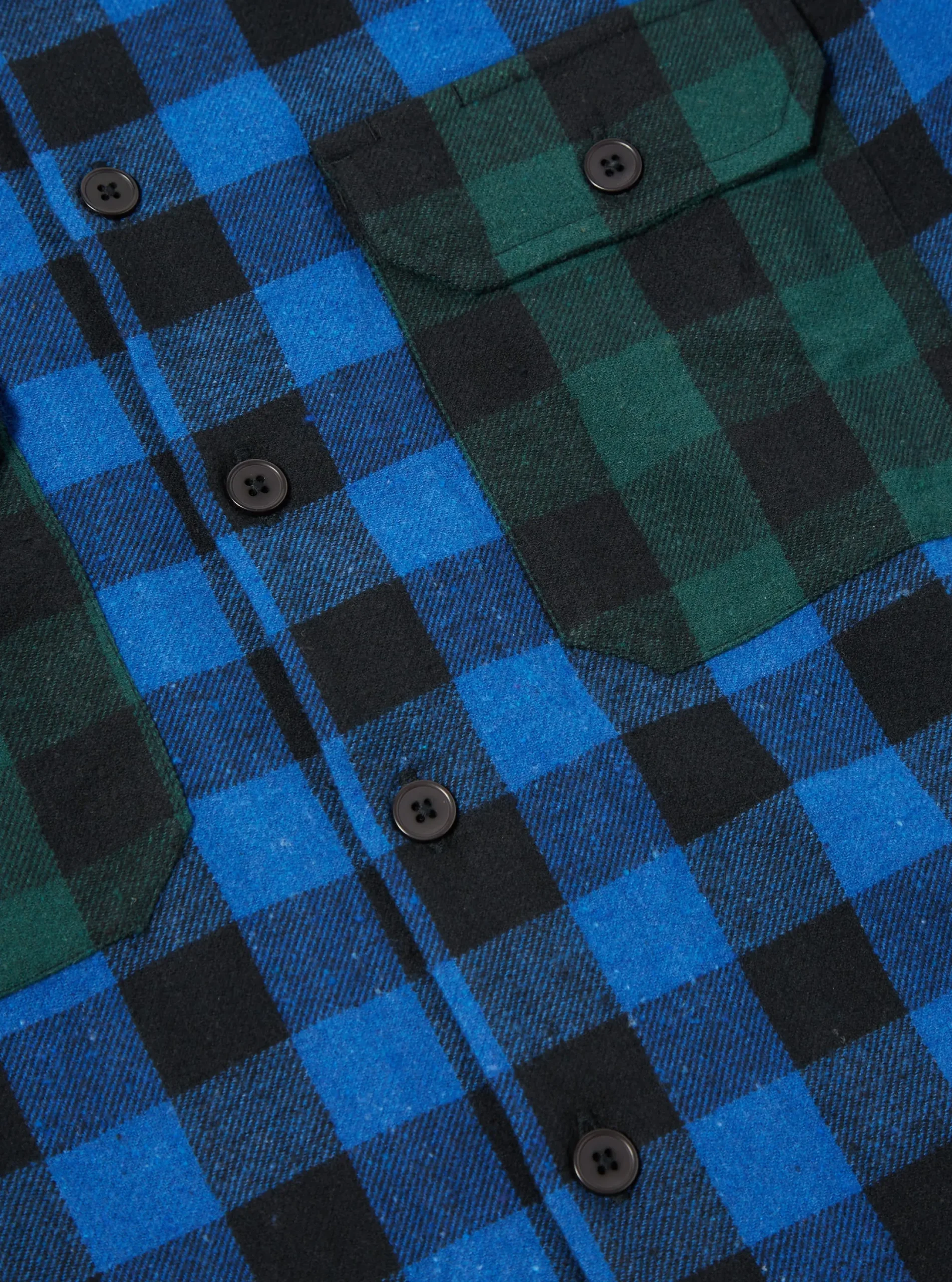 New L/S Utility Shirt In Blue/Green Brushed Gingham Men Overshirts.