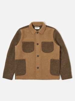 Clearance Lumber Jacket In Taupe/Brown Wool Fleece Men Fleece.