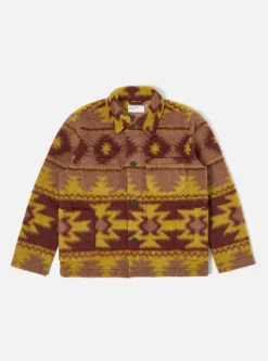 Sale Lumber Jacket In Burgundy/Mustard Santa Fe Fleece Men Fleece.