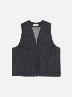 Online Marine Gilet In Indigo Japanese Twill Denim Men Waistcoats & Gilets.