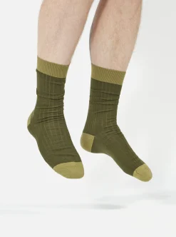 Hot Merino Classic Sock In Olive Merino Men Underwear & Socks.