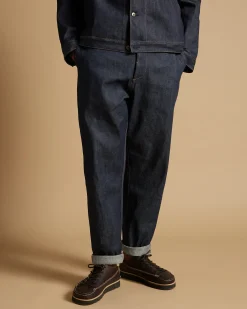 Store Military Chino In Indigo 13Oz Selvedge Denim Men Trousers.