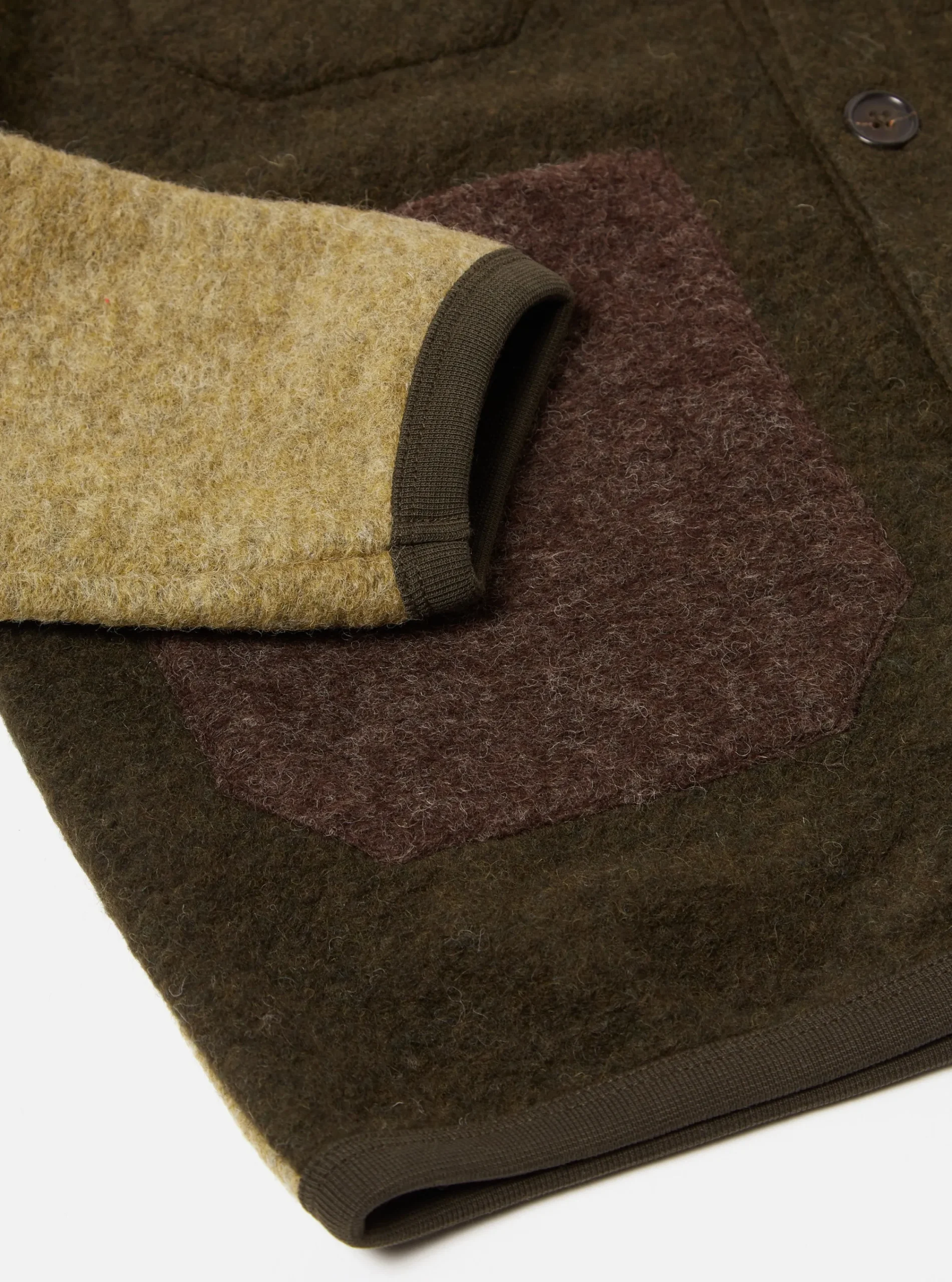Best Mixed Cardigan In Mixed Olive Wool Fleece Men Fleece.