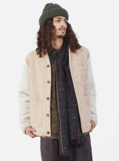 Best Mixed Cardigan In Stone/Ecru Wool Fleece Men Fleece.