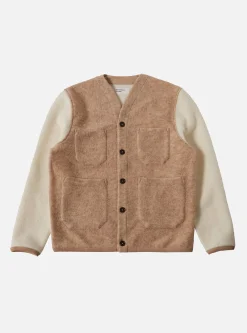 Best Mixed Cardigan In Stone/Ecru Wool Fleece Men Fleece.