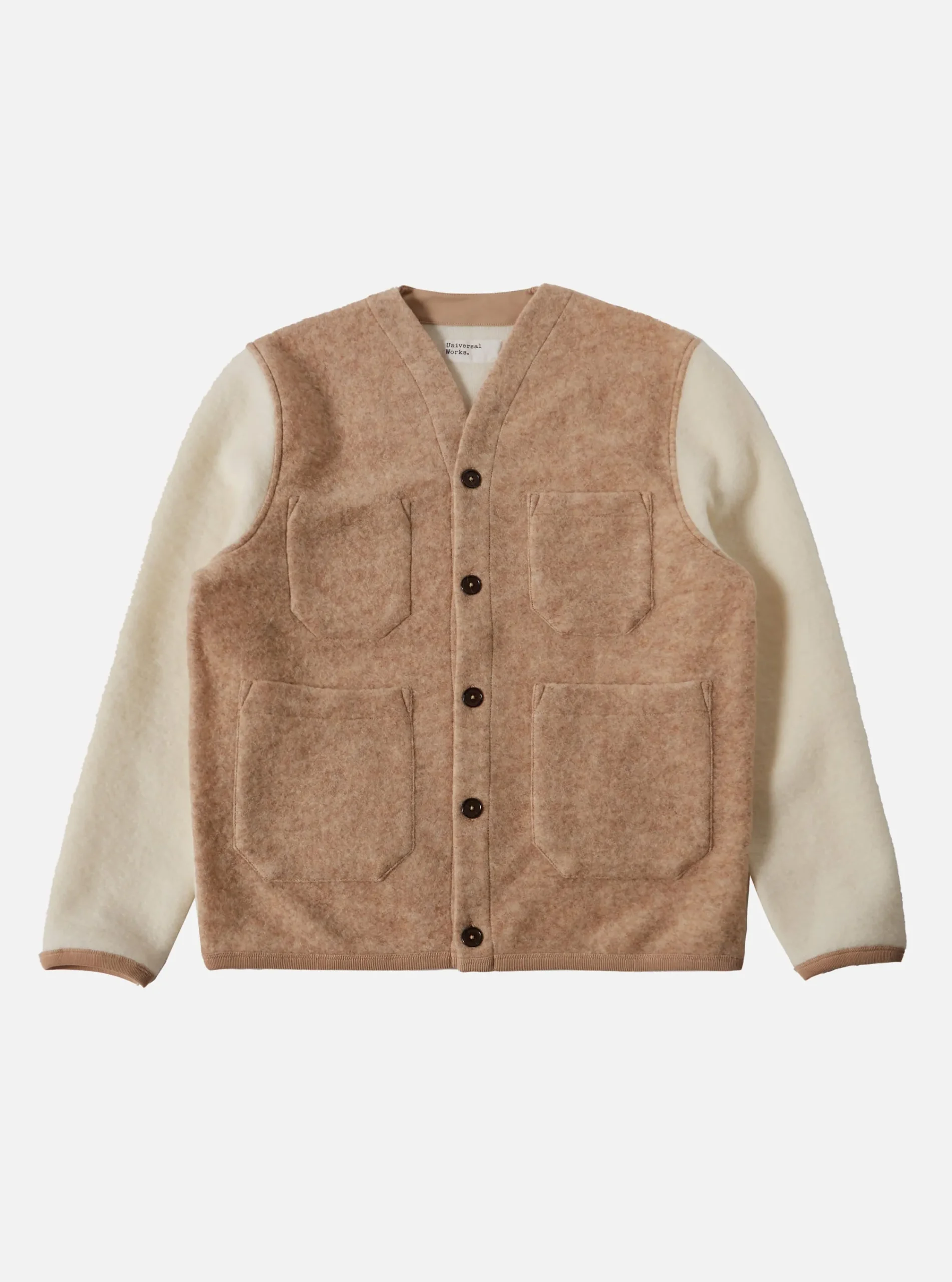Best Mixed Cardigan In Stone/Ecru Wool Fleece Men Fleece.