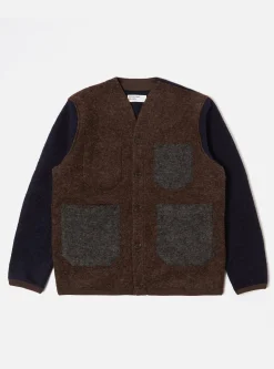 Best Sale Mixed Cardigan In Mixed Brown Wool Fleece Men Fleece.