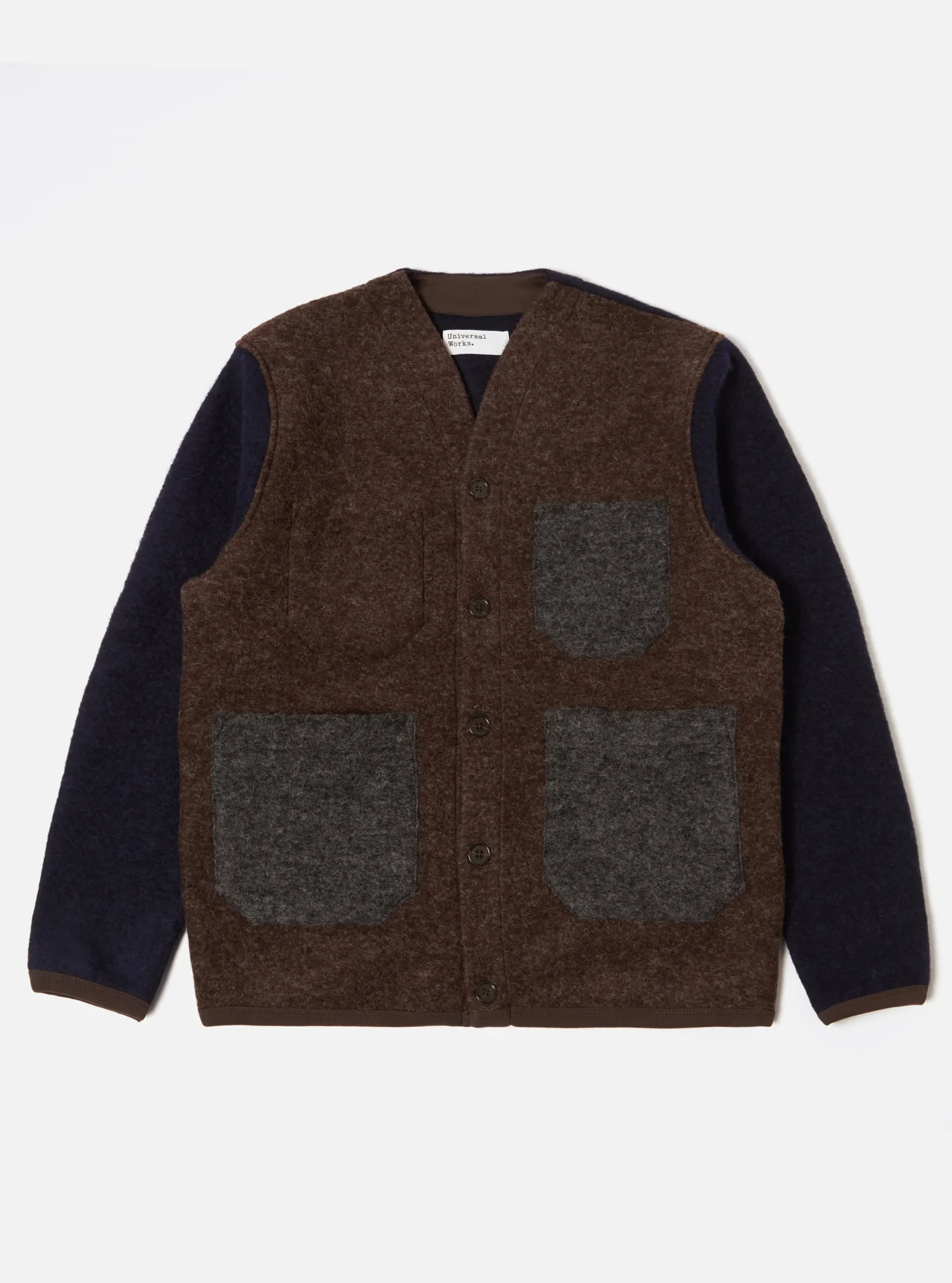 Best Sale Mixed Cardigan In Mixed Brown Wool Fleece Men Fleece.