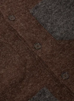 Best Sale Mixed Cardigan In Mixed Brown Wool Fleece Men Fleece.