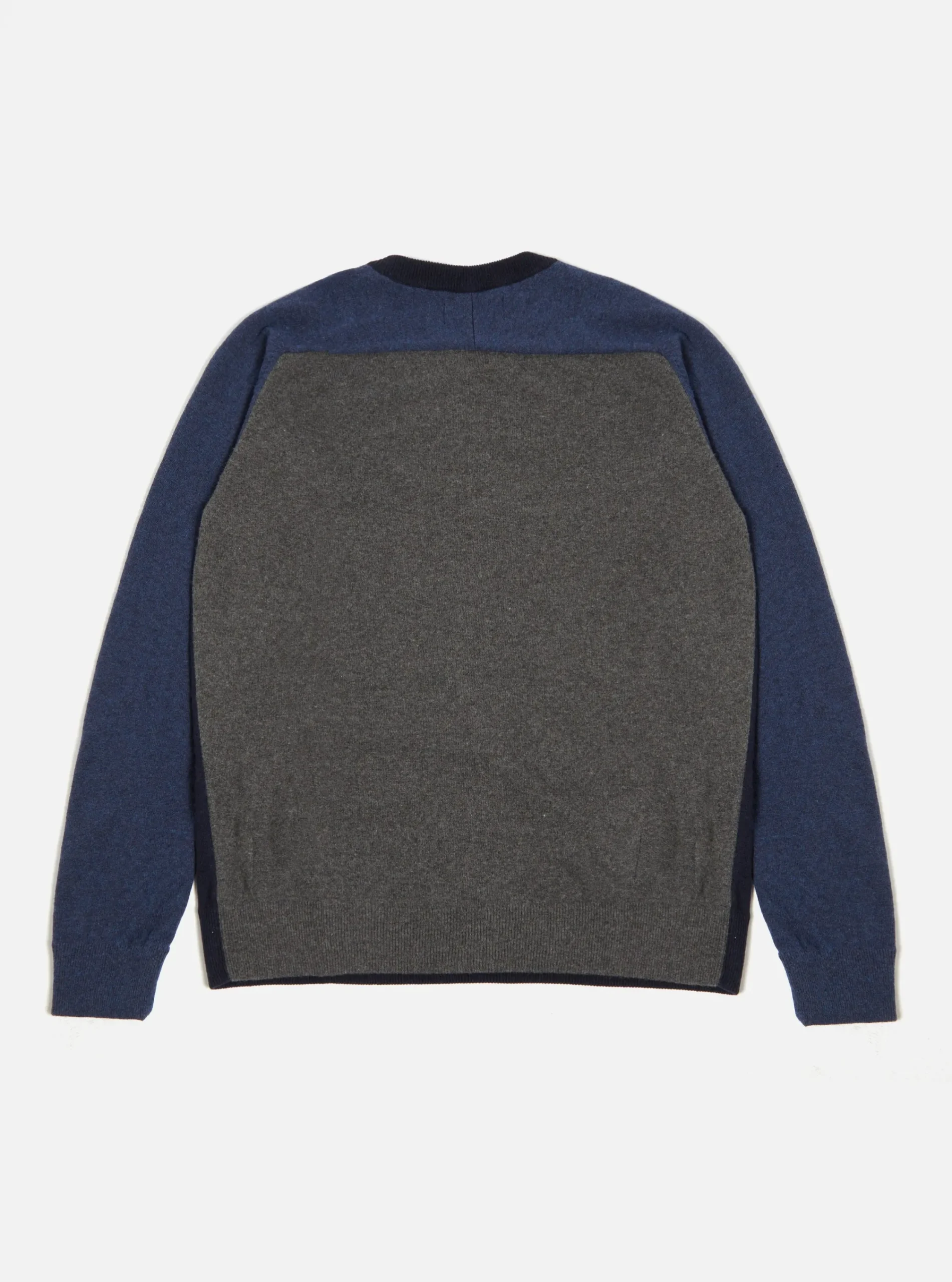 Flash Sale Mixed Saddle Sleeve Crew In Navy/Indigo Cashmere Wool Mix Men Knitwear.