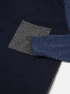 Flash Sale Mixed Saddle Sleeve Crew In Navy/Indigo Cashmere Wool Mix Men Knitwear.