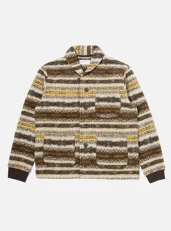 Shop New York Cardigan In Fairisle Wool Mix Men Fleece.