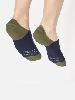 Clearance No Show Sock In Navy/Olive Cotton Mix Knit Men Underwear & Socks.