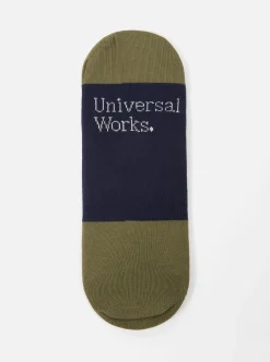 Clearance No Show Sock In Navy/Olive Cotton Mix Knit Men Underwear & Socks.