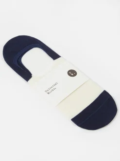 Cheap No Show Sock In Ecru/Navy Cotton Mix Knit Men Underwear & Socks.