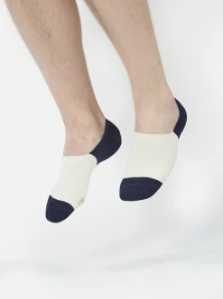 Cheap No Show Sock In Ecru/Navy Cotton Mix Knit Men Underwear & Socks.