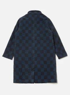 Clearance Overcoat In Navy Checkerboard Lambswool Men Coats & Outerwear.