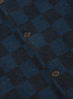 Clearance Overcoat In Navy Checkerboard Lambswool Men Coats & Outerwear.