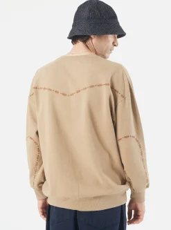 Fashion Oversized Crew Sweatshirt In Sand Embroidered Brushback Men Tees & Sweats.