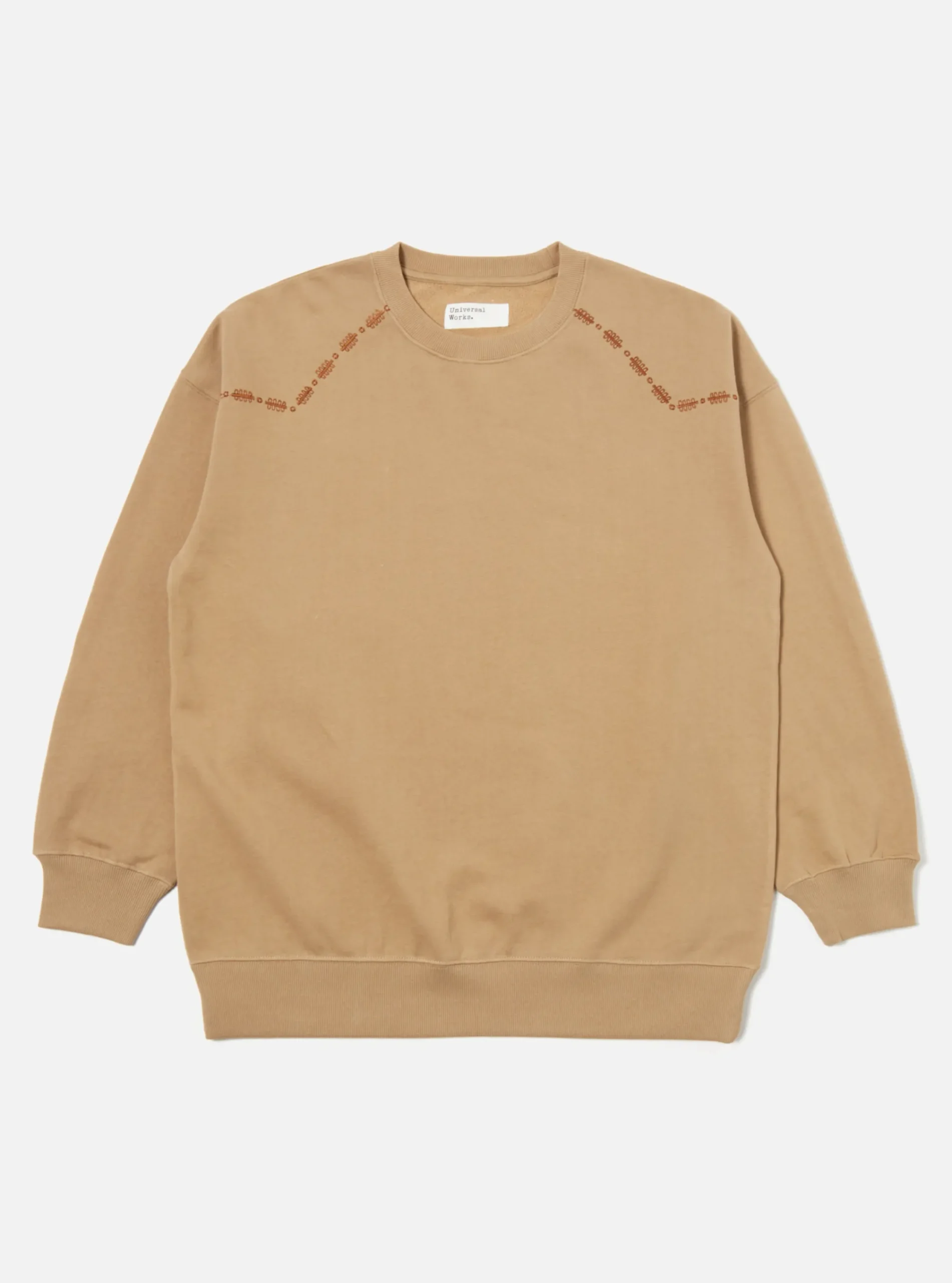 Fashion Oversized Crew Sweatshirt In Sand Embroidered Brushback Men Tees & Sweats.