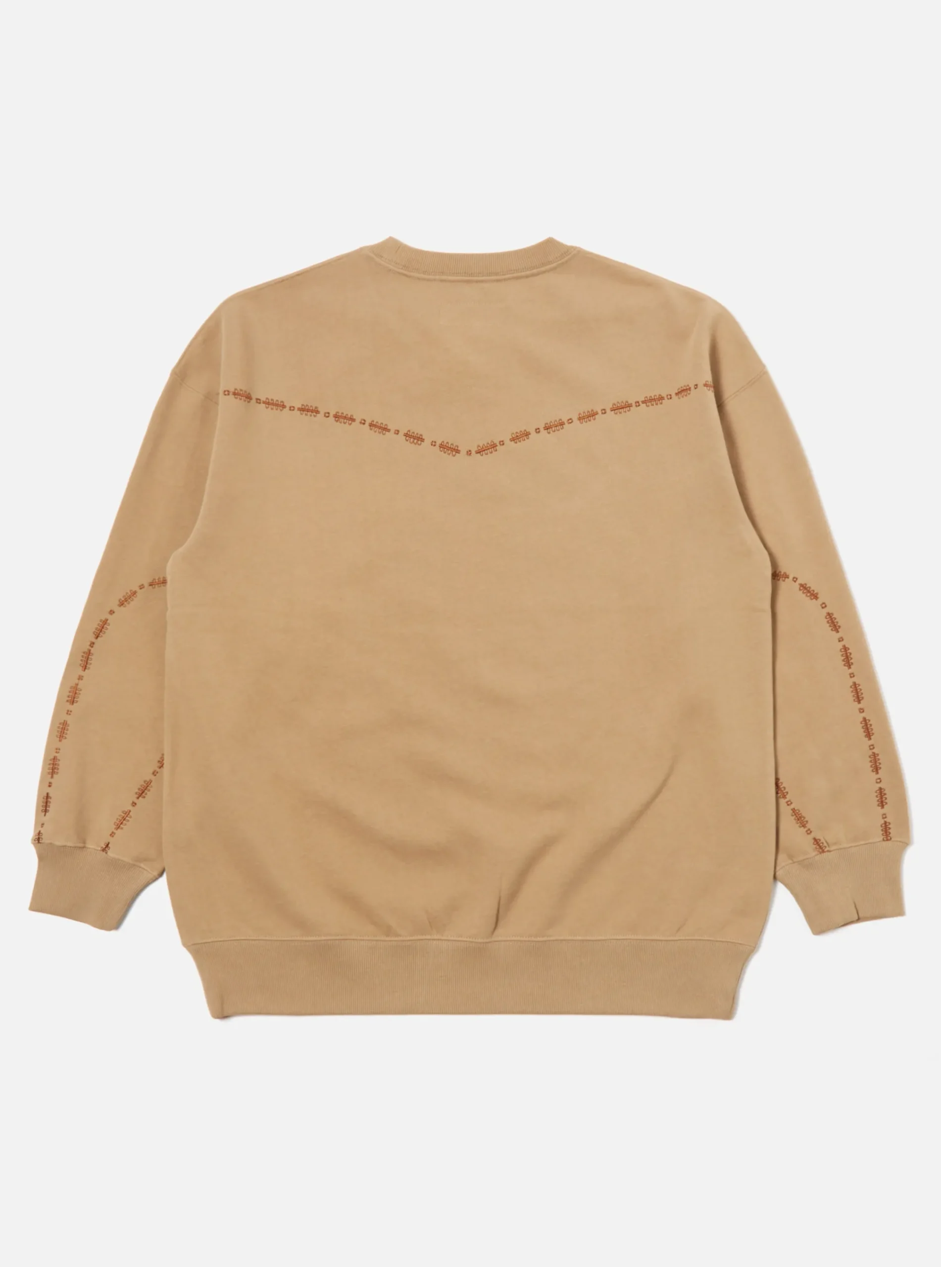 Fashion Oversized Crew Sweatshirt In Sand Embroidered Brushback Men Tees & Sweats.