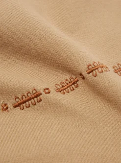 Fashion Oversized Crew Sweatshirt In Sand Embroidered Brushback Men Tees & Sweats.