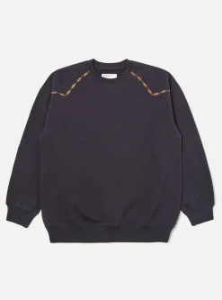 Shop Oversized Crew Sweatshirt In Navy Embroidered Brushback Men Tees & Sweats.