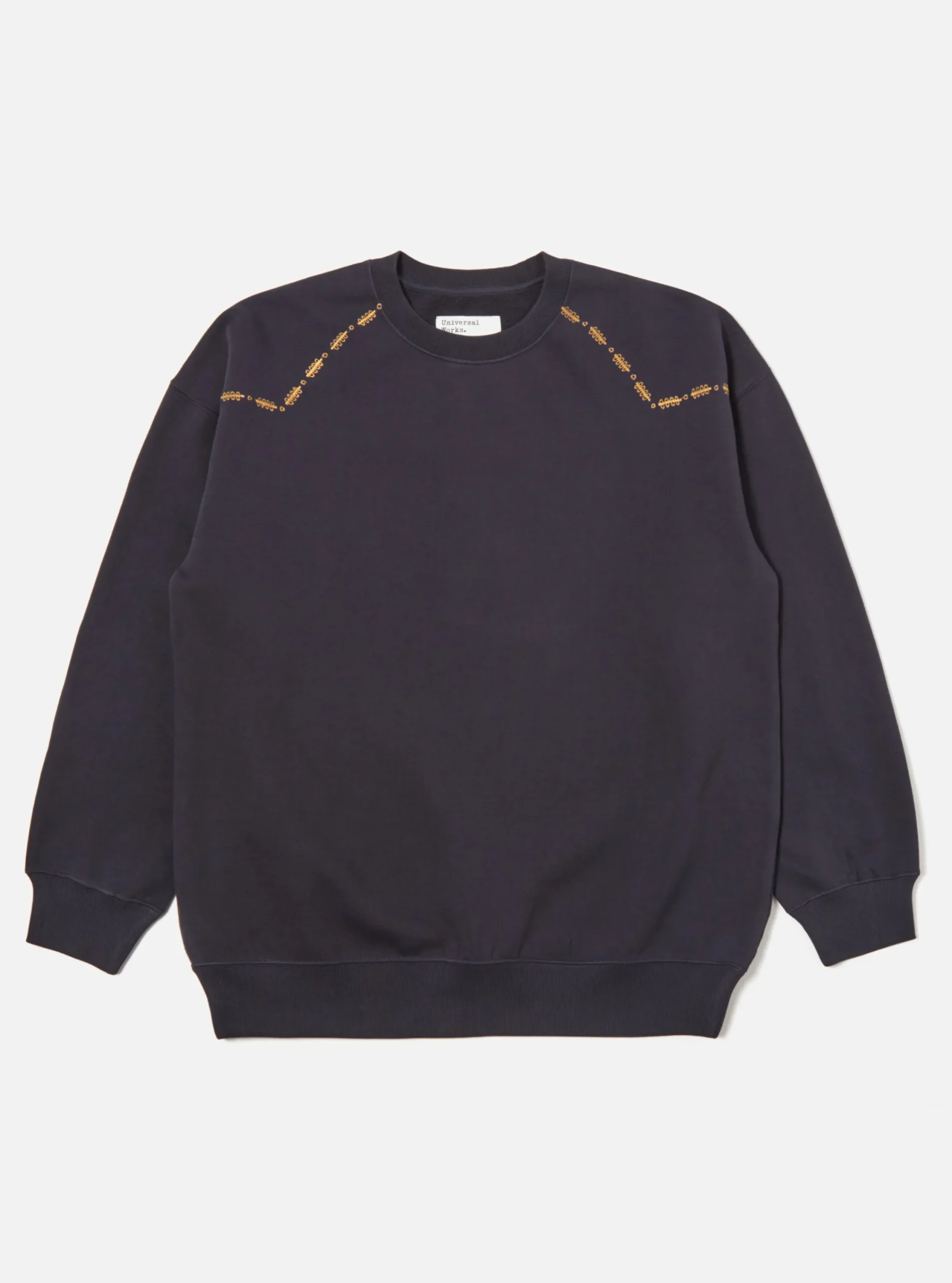 Shop Oversized Crew Sweatshirt In Navy Embroidered Brushback Men Tees & Sweats.