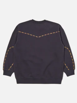 Shop Oversized Crew Sweatshirt In Navy Embroidered Brushback Men Tees & Sweats.