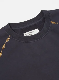 Shop Oversized Crew Sweatshirt In Navy Embroidered Brushback Men Tees & Sweats.