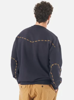Shop Oversized Crew Sweatshirt In Navy Embroidered Brushback Men Tees & Sweats.