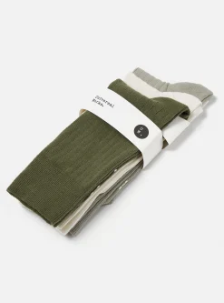 Clearance 3 Pack Modal Sock In Ecru/Grey/Green Rib Knit Men Underwear & Socks.