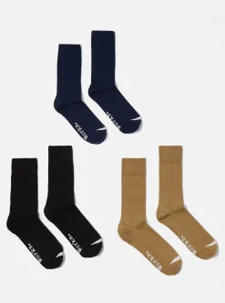 Cheap 3 Pack Modal Sock In Black/Navy/Cumin Rib Knit Men Underwear & Socks.