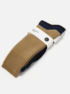 Cheap 3 Pack Modal Sock In Black/Navy/Cumin Rib Knit Men Underwear & Socks.