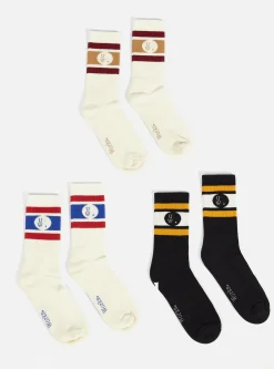 Cheap 3 Pack Sport Sock In Ecru/Black Cotton Men Underwear & Socks.