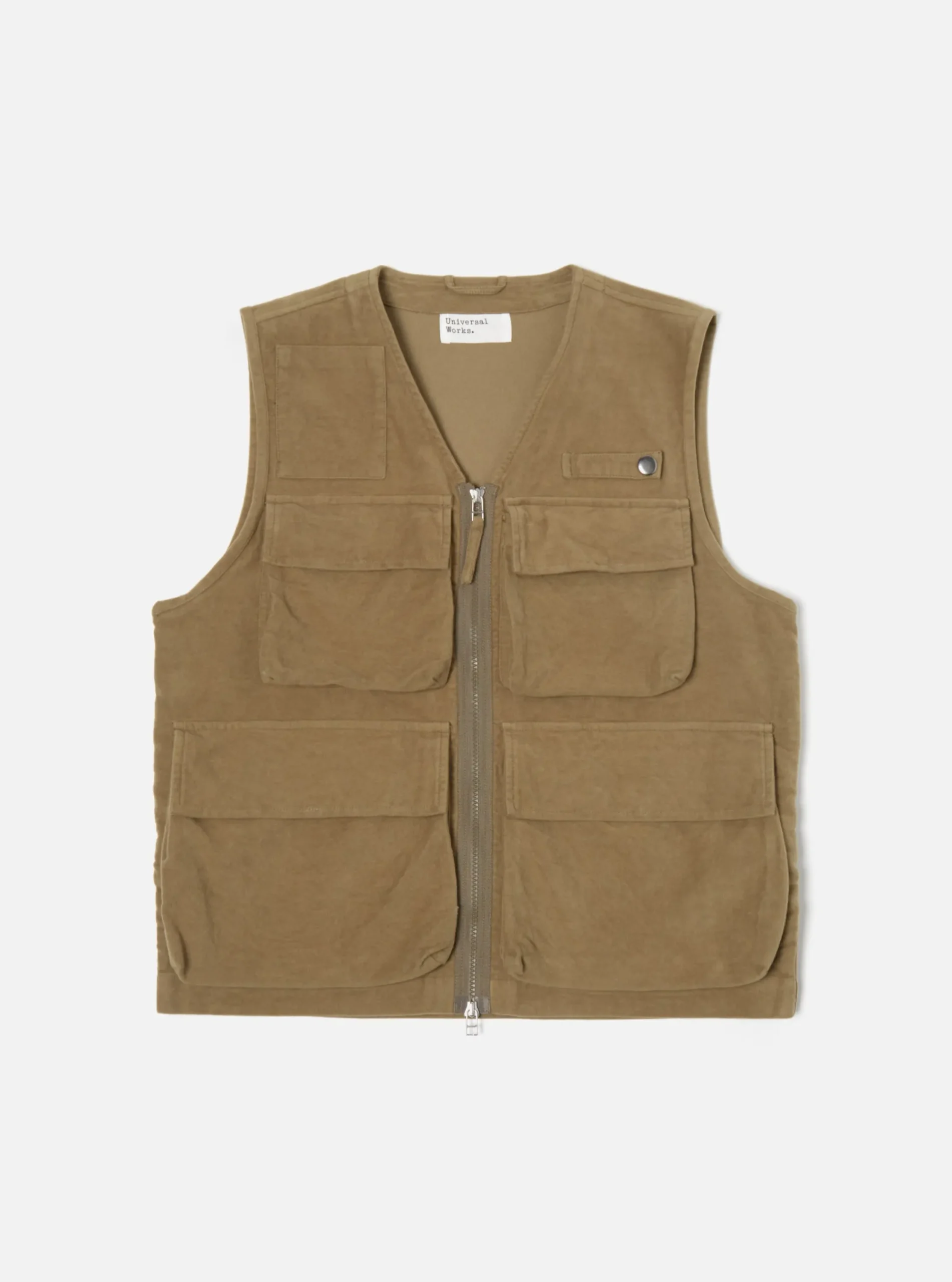 Outlet Photographers Gilet In Lovat Lightweight Moleskin Men Waistcoats & Gilets.