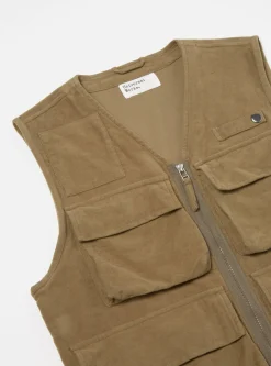 Outlet Photographers Gilet In Lovat Lightweight Moleskin Men Waistcoats & Gilets.