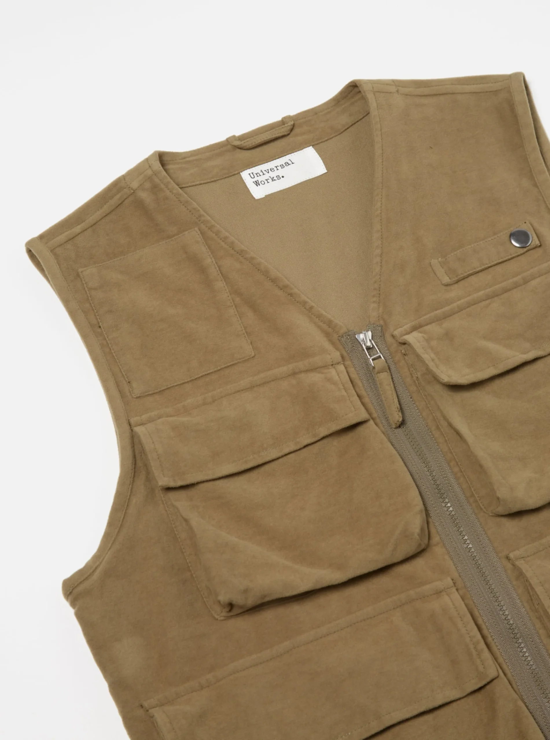 Outlet Photographers Gilet In Lovat Lightweight Moleskin Men Waistcoats & Gilets.