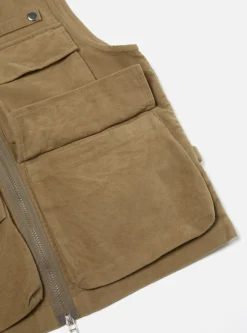 Outlet Photographers Gilet In Lovat Lightweight Moleskin Men Waistcoats & Gilets.