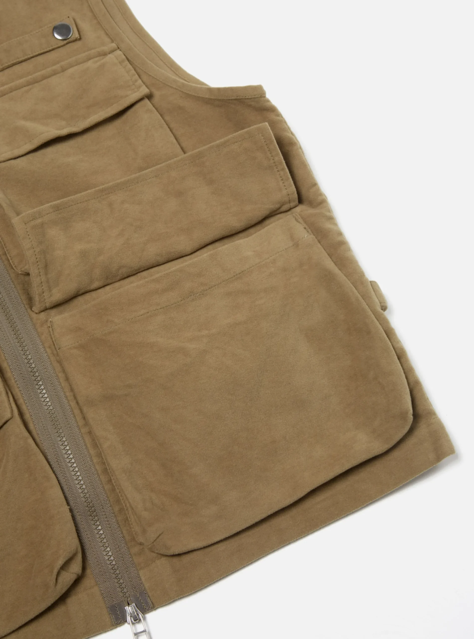 Outlet Photographers Gilet In Lovat Lightweight Moleskin Men Waistcoats & Gilets.