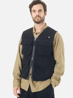 Sale Photographers Gilet In Dark Navy Lightweight Moleskin Men Waistcoats & Gilets.