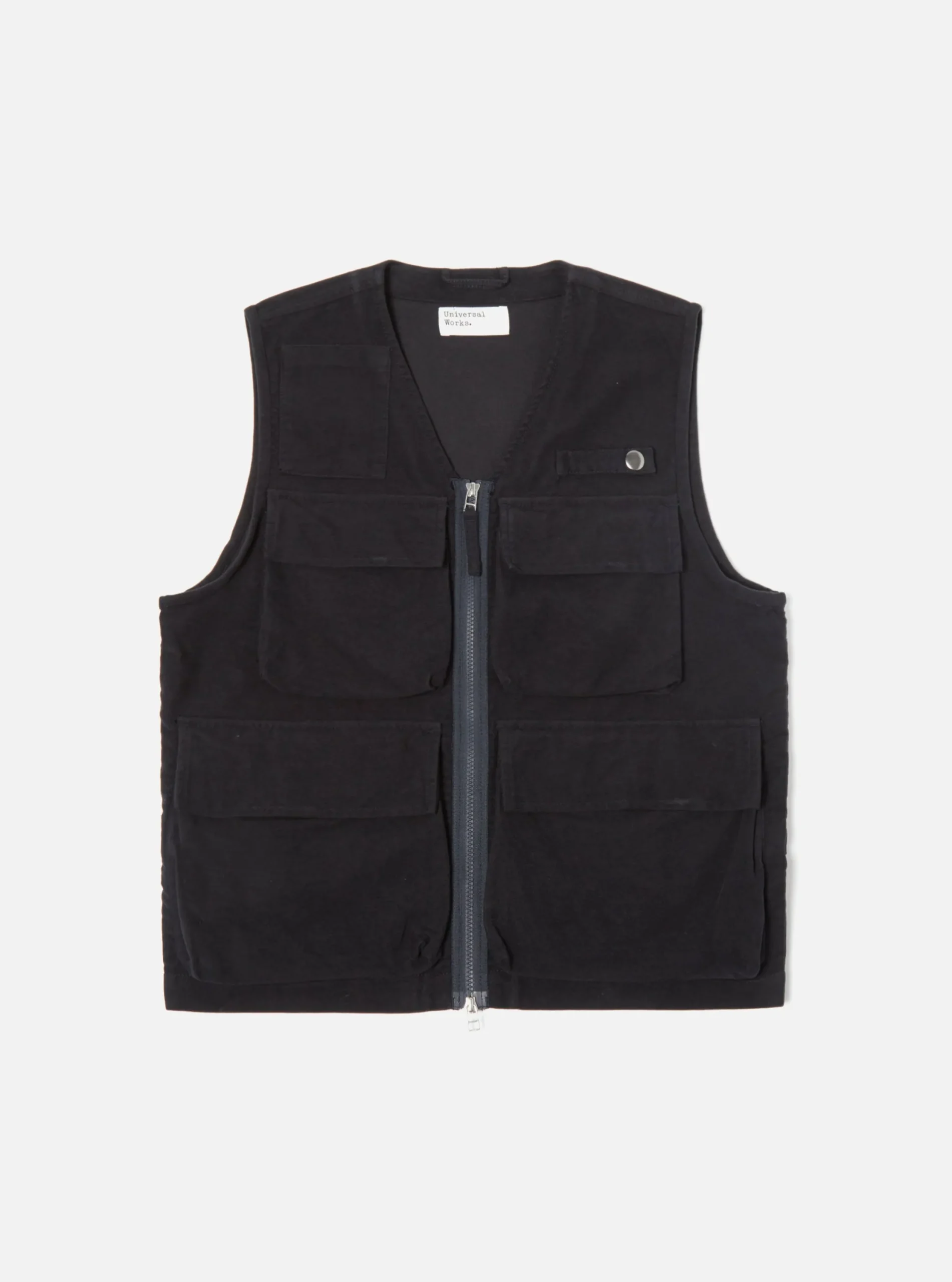 Sale Photographers Gilet In Dark Navy Lightweight Moleskin Men Waistcoats & Gilets.