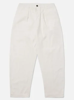 New Pleated Track Pant In White Winter Twill Men Trousers.