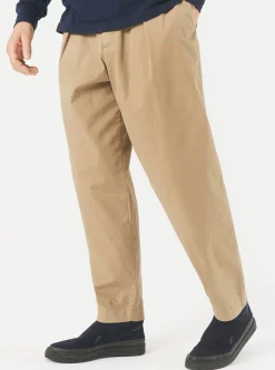 Sale Pleated Track Pant In Sand Organic Utility Cotton Men Trousers.